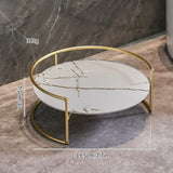 Bellavue Marble Vanity Organiser – Luxury 2-Tier Cosmetic Storage Stand | Gold & Black Bathroom Display Shelf