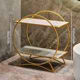 Bellavue Marble Vanity Organiser – Luxury 2-Tier Cosmetic Storage Stand | Gold & Black Bathroom Display Shelf
