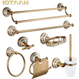 HeritageLuxe Antique Brass Bathroom Hardware Set – Vintage Brass & Ceramic Wall-Mounted Bathroom Accessories Collection