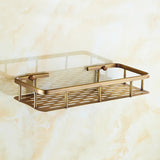 Kensington Vale Brass Corner Shelf – Antique Bronze Bathroom Basket | Luxury Vintage Shower Storage