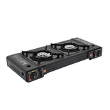 CampChef Duo 2-Burner Camping Stove – 2.5kW Butane/LPG Gas Cooker | Piezo Ignition | Griddle Tray & Carry Case