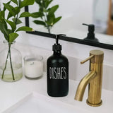 Veloura Matte Black Soap Dispenser Set – 500ml Refillable Pump Bottles for Kitchen & Bathroom | Modern Minimalist Countertop Storage