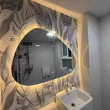 ArctiGlow Sculpt LED Vanity Mirror – Irregular Scandinavian Bathroom Mirror with Ambient Lighting & Aluminium Frame