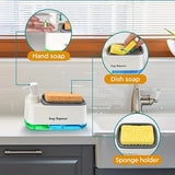 PureFlow Kitchen Soap Station – 3-in-1 Sink Organiser | Hand Soap, Dish Soap & Sponge Storage