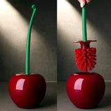 BerryBloom Designer Toilet Brush Set – Cherry-Inspired Bathroom Cleaner & Hygienic Storage Holder | Compact Modern Toilet Brush