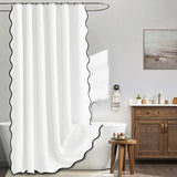 Velouré Scalloped Shower Curtain – Waterproof Luxury Bathroom Curtain | Elegant Wave Edge Design