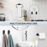 Velaro No-Drill Stainless Steel Bathroom Accessory Set – Self-Adhesive Modern Towel & Robe Holders | Brushed Metal Finish