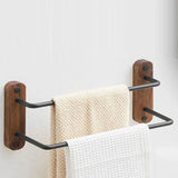 DualLux Double Towel Rail – Brushed Aluminium Bathroom Towel Holder | Modern Wall-Mounted Storage with Hook