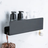 NoirSpace Wall Storage Shelf – Matte Black Aluminium Organiser with Hooks | Modern Bathroom & Kitchen Rack