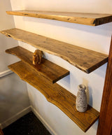 Alderwyn Live Edge Floating Shelf – Solid Wood Wall Shelf | Rustic Modern Home Storage