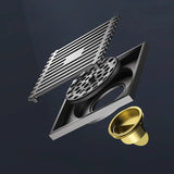 PureFlow Square Shower Drain – Brushed 304 Stainless Steel Floor Waste | Anti-Odour Bathroom Drain Cover
