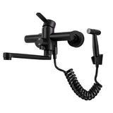 FlowMaster Wall-Mounted Kitchen Tap – Stainless Steel Mixer Faucet | Pull-Out Side Sprayer & 360° Swivel