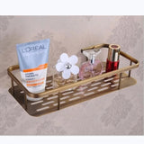 Kensington Vale Brass Corner Shelf – Antique Bronze Bathroom Basket | Luxury Vintage Shower Storage
