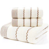 WinterLuxe Embroidered Cotton Towel Set – 3-Piece Jacquard Bathroom Collection | Soft Absorbent Luxury Towels