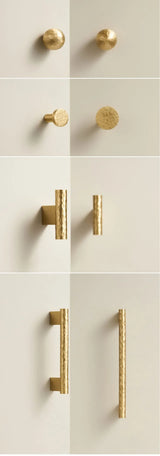 Aurevon Hammered Brass Cabinet Handle – Luxury Furniture Pull | Matte Gold & Antique Bronze Hardware
