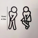 Restroom Duo Ladies & Gents Door Sign – Creative 2D Acrylic Toilet Signage | Frameless Washroom Door Plaque | Modern Entrance Décor