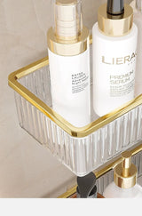 CrystalNest Corner Shelf – Clear Acrylic Bathroom Organiser | No-Drill Wall Storage Rack