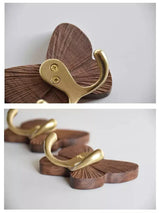 Walnut Butterfly Wall Hook Rack – Solid Wood Coat & Key Holder | Elegant Retro Home Storage