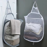 Eloria FlexiStore Foldable Hanging Laundry Basket – Breathable Cotton Mesh Clothes Organiser | Space-Saving Door & Wall-Mounted Laundry Storage Bag