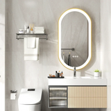 Aurelia Glow Oval LED Mirror – Gold Framed Anti-Fog Bathroom Mirror | Dimmable Luxury Vanity Lighting