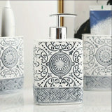 BohoCharm Handcrafted Ceramic Bathroom Accessory Set – 4-Piece Vintage Bohemian Collection | Artistic Bathroom Décor