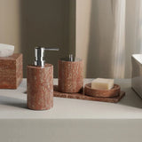 Aurello Red Travertine Bathroom Accessories Collection – Natural Stone Spa Luxury | Vintage Bathroom Décor