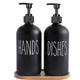 Veloura Matte Black Soap Dispenser Set – 500ml Refillable Pump Bottles for Kitchen & Bathroom | Modern Minimalist Countertop Storage