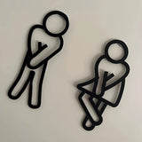 Restroom Duo Ladies & Gents Door Sign – Creative 2D Acrylic Toilet Signage | Frameless Washroom Door Plaque | Modern Entrance Décor