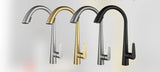 Aurevo Pull-Down Kitchen Mixer Tap – Brushed Gold Stainless Steel Faucet | Modern Hot & Cold Sink Sprayer