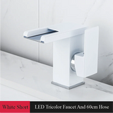 CascadeFlow LuxePlate Waterfall Bathroom Faucet – 2-Hole Single Handle Sink Mixer with Deck Plate & Supply Lines