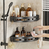 NoirVault Adhesive Shower Shelf Set – Drill-Free Bathroom Storage Organiser | Waterproof Wall Caddy System