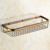 Kensington Vale Brass Corner Shelf – Antique Bronze Bathroom Basket | Luxury Vintage Shower Storage