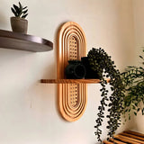 Solara Woven Rattan Wall Shelf – Handmade Boho Storage Display | Natural Wooden Wall Décor