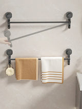 GripLine No-Drill Towel Rail – Matte Black Suction Bathroom & Kitchen Holder for Towels & Accessories