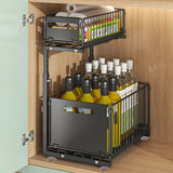 FlexCore Under-Sink Storage System – 2-Tier Pull-Out Cabinet Organiser | Adjustable Carbon Steel Sliding Rack