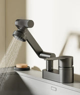 AquaTwist FlexPro Basin Mixer – 360° Swivel Bathroom Faucet | Dual-Handle Hot & Cold Sink Tap