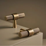 Belmont Knurled Brass T-Bar Handle – Art Deco Industrial Cabinet Pull | Vintage Luxury Furniture Hardware