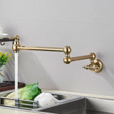 AurumFlex Wall Kitchen Tap – Brushed Gold Swivel Faucet | Premium Space-Saving Cold Water Mixer