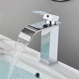 GoldenVista Waterfall Bathroom Faucet – Brushed Gold Basin Mixer Tap | Single Handle Sink Faucet | Modern Deck-Mounted Vanity Faucet