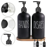 Veloura Matte Black Soap Dispenser Set – 500ml Refillable Pump Bottles for Kitchen & Bathroom | Modern Minimalist Countertop Storage