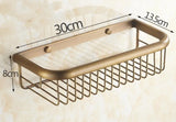 Kensington Vale Brass Corner Shelf – Antique Bronze Bathroom Basket | Luxury Vintage Shower Storage