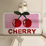 CeriseLuxe Cherry Bathroom Mat – Soft Absorbent Toilet Rug | Modern Bathroom Floor Décor