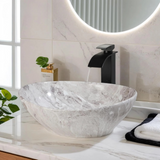 Veloura Oval Countertop Basin – Gloss Ceramic Vessel Sink | Modern Luxury Bathroom Wash Basin
