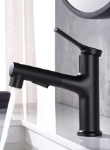 AquaClean Pull-Out Basin Mixer – Bathroom Faucet with Oral Rinse Function | Modern Hot & Cold Sink Tap