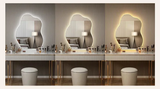 ElaraGlow Organic LED Vanity Mirror – Scandinavian Irregular Wall Mirror with Ambient Lighting for Bathroom & Living Spaces