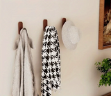 Eloria NordicWood Self-Adhesive Walnut Wall Hooks – Scandinavian Minimalist Coat & Towel Hooks (2 or 5 Piece Set) | Drill-Free Wooden Storage Solution