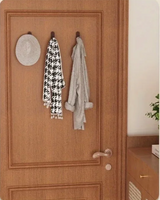 Eloria NordicWood Self-Adhesive Walnut Wall Hooks – Scandinavian Minimalist Coat & Towel Hooks (2 or 5 Piece Set) | Drill-Free Wooden Storage Solution