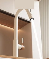IvoryFlow Pull-Down Kitchen Mixer Tap – Cream Stainless Steel Faucet | 360° Swivel Hot & Cold Sink Sprayer