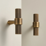 Belmont Knurled Brass T-Bar Handle – Art Deco Industrial Cabinet Pull | Vintage Luxury Furniture Hardware