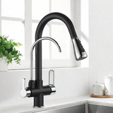 PureFlow Pro Kitchen Mixer Tap – Black Pull-Out Faucet with Filtered Water System | 360° Swivel Sink Mixer